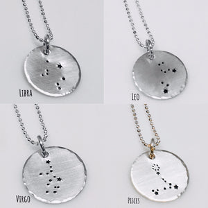 Constellation Zodiac Necklace Sterling Silver