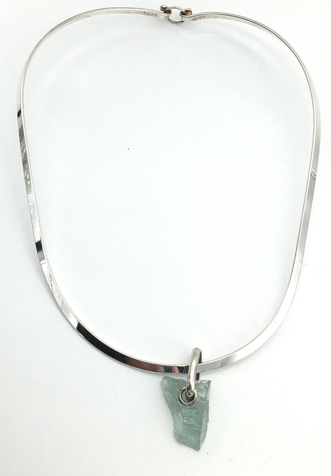 Sterling Silver Agua Marine Cuff Necklace