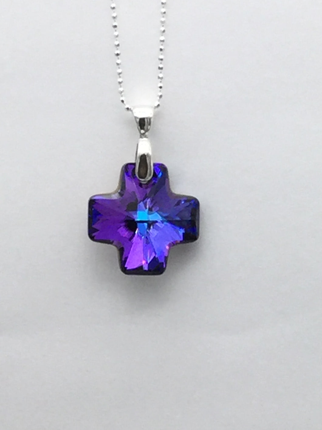 Crystal Cross and Sterling Silver Necklace