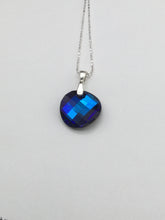 Load image into Gallery viewer, Crystal Blue Checkerboard and Sterling Silver Necklace