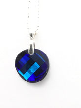 Load image into Gallery viewer, Swarovski Crystal Blue Checkerboard and Sterling Silver Necklace